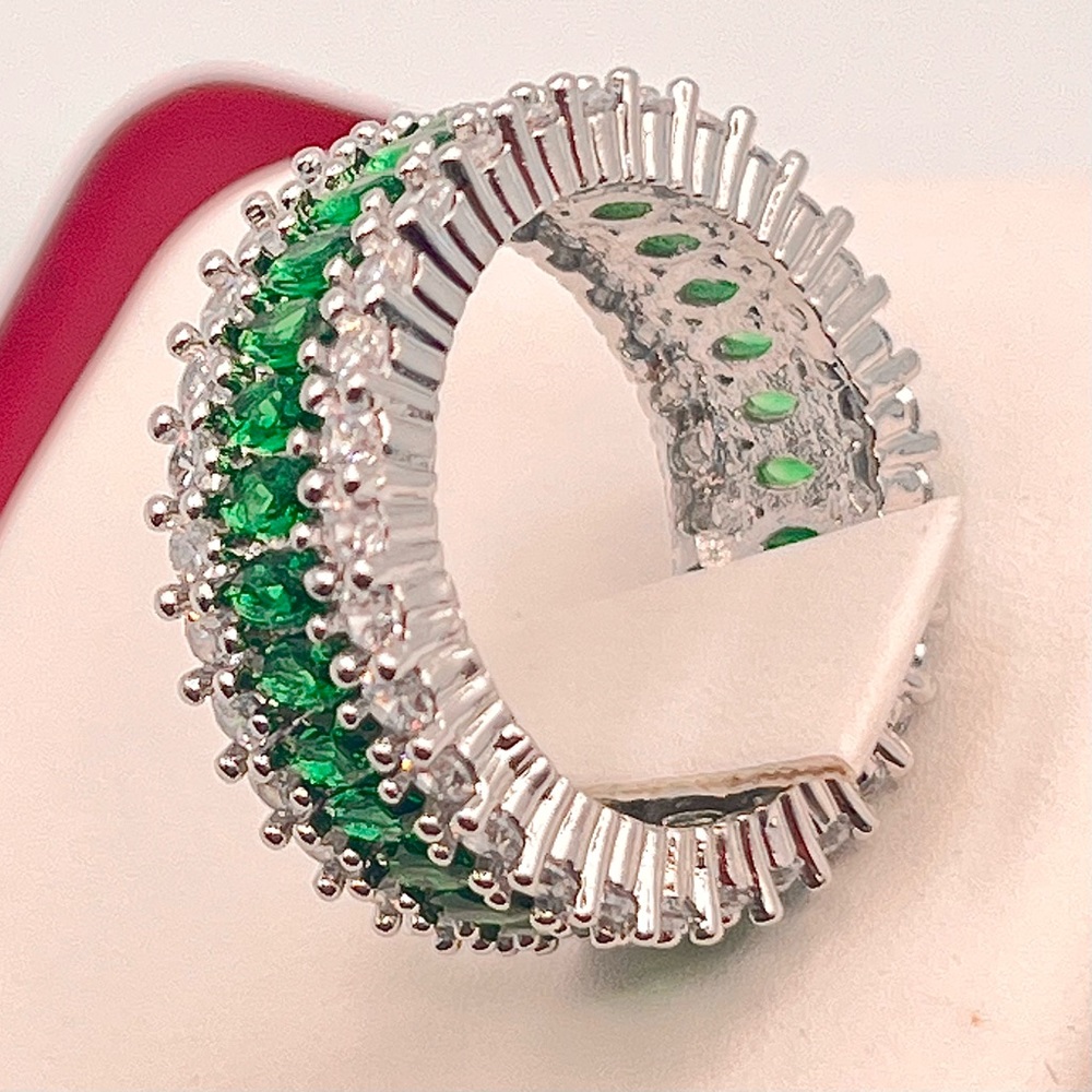 Simulated Emerald Green Eternity Ring - image 3
